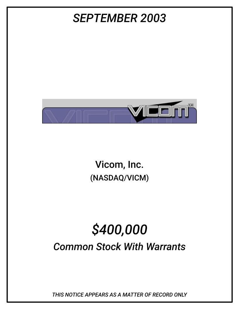 2003-09-VICM-Common-Stock-With-Warrants